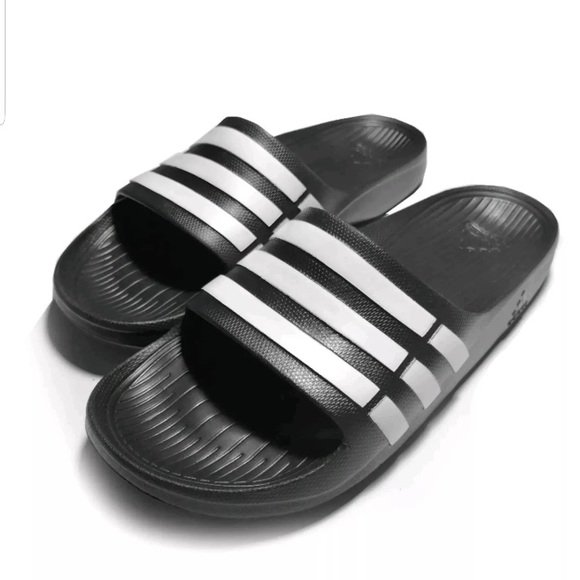 adidas slippers black and white